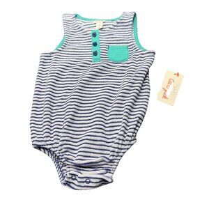 Cat And Jack Baby 18 Month Romper Sleeveless Blue White Stripes New With Tags